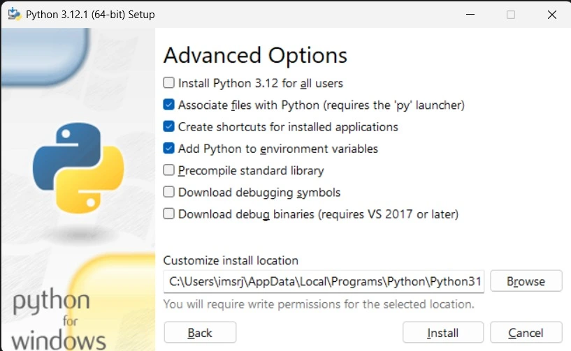 python installation on windows