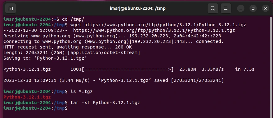 python installation on linux